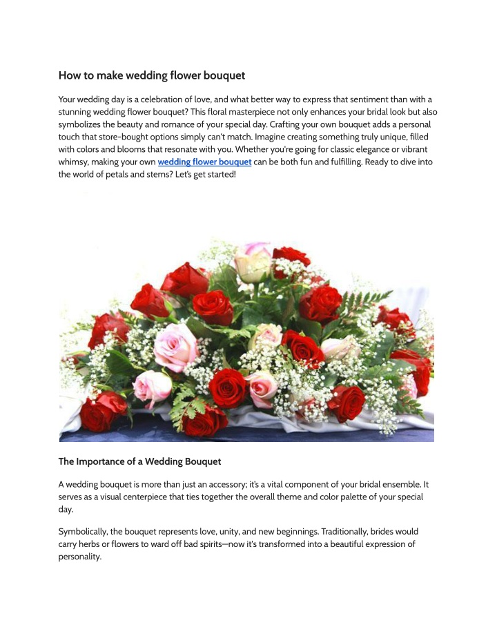 how to make wedding flower bouquet