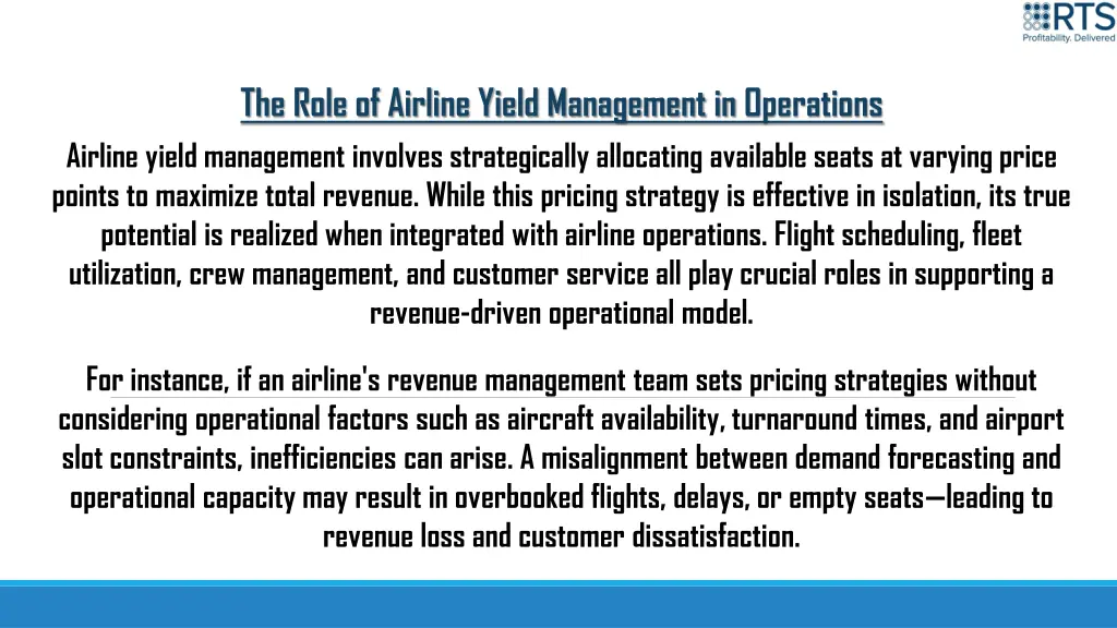 the role of airline yield management