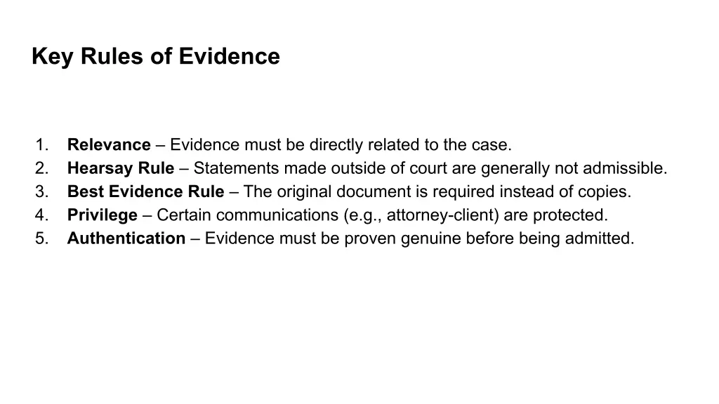 key rules of evidence