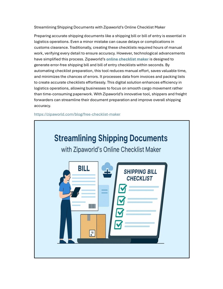 streamlining shipping documents with zipaworld