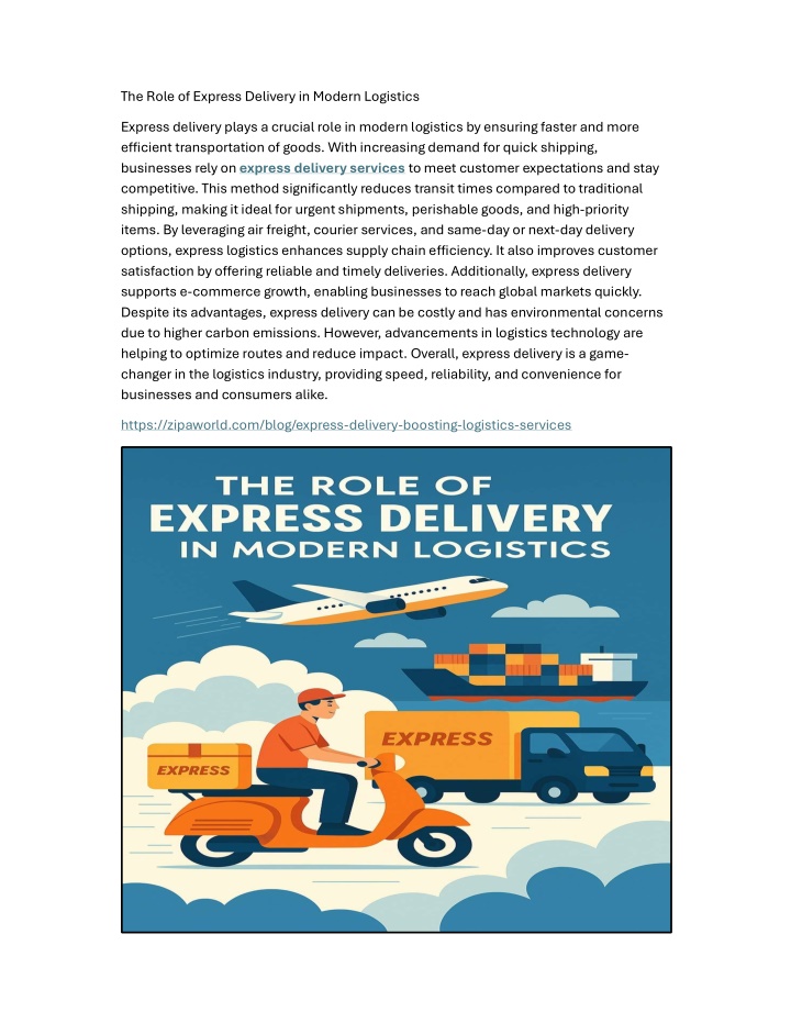 the role of express delivery in modern logistics