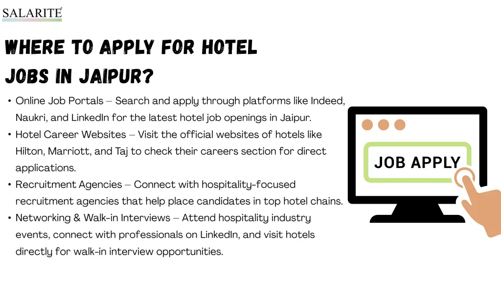 where to apply for hotel jobs in jaipur