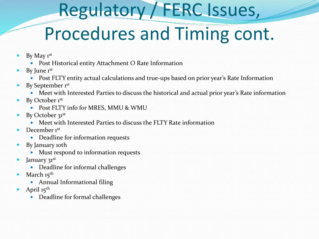 regulatory ferc issues procedures and timing cont