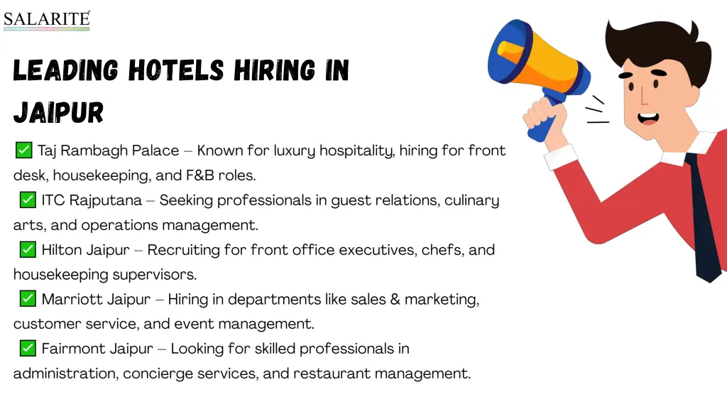 leading hotels hiring in jaipur