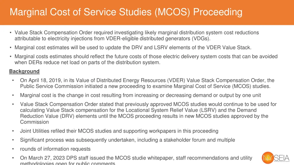 marginal cost of service studies mcos proceeding