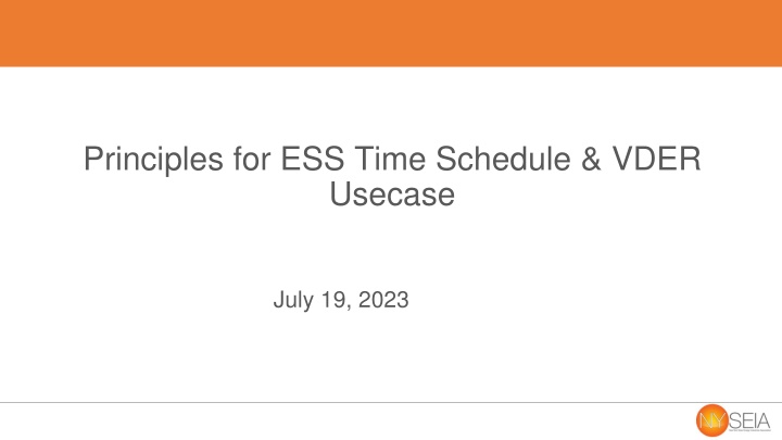 principles for ess time schedule vder usecase