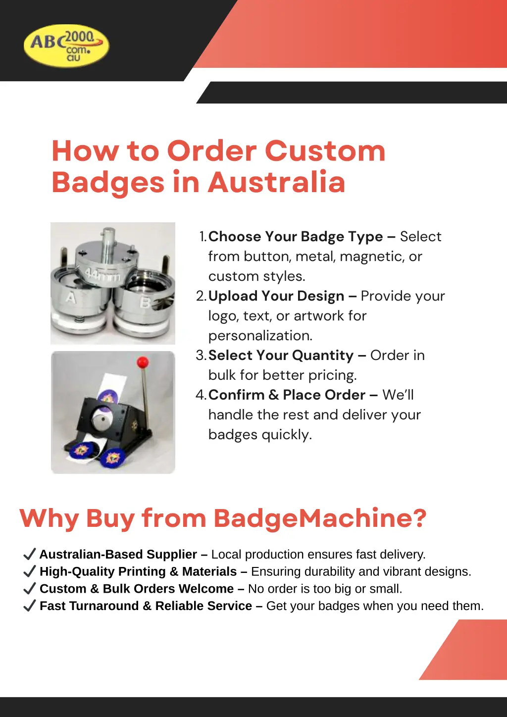 how to order custom badges in australia