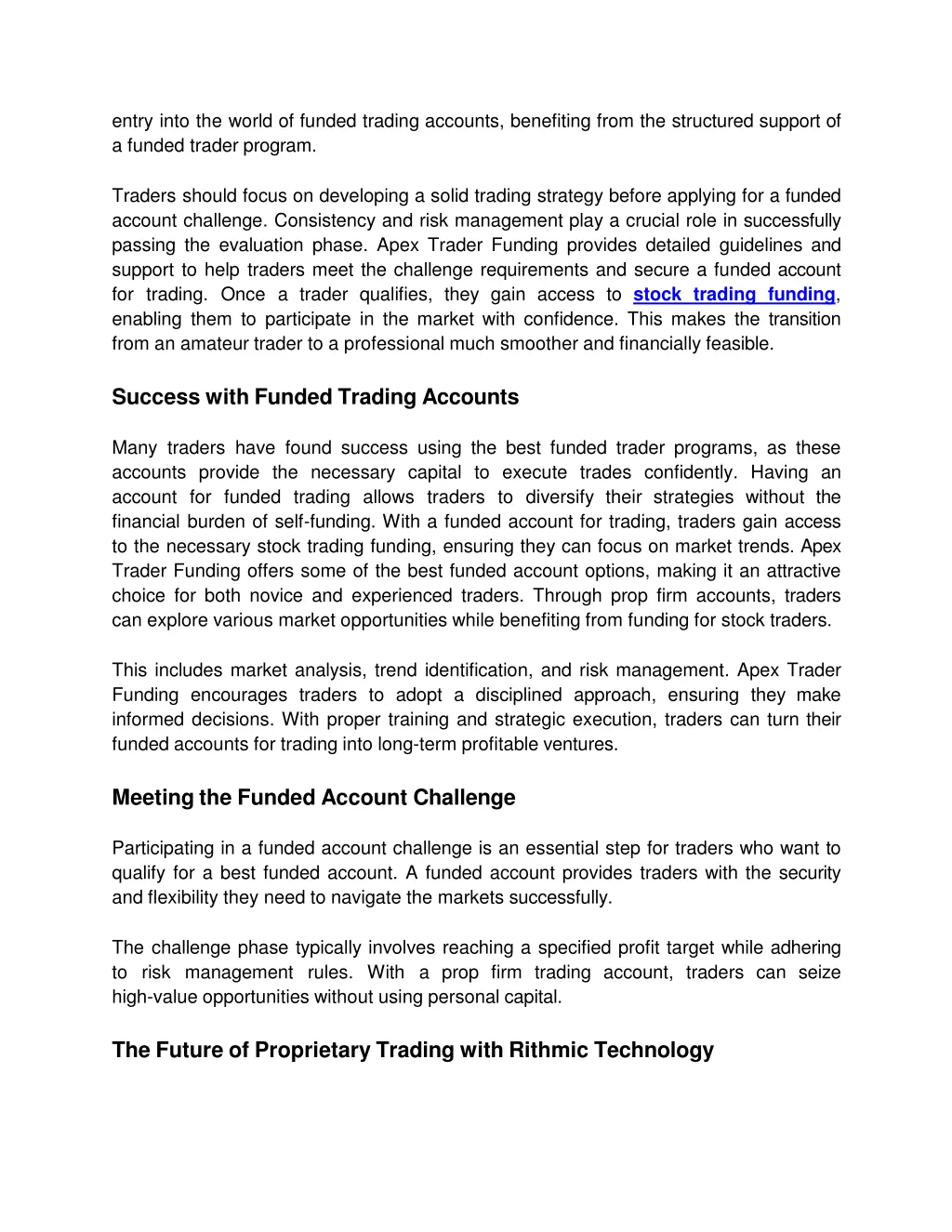entry into the world of funded trading accounts