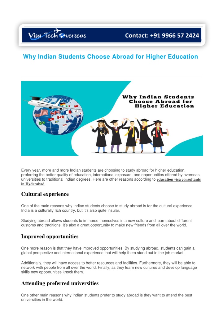 why indian students choose abroad for higher