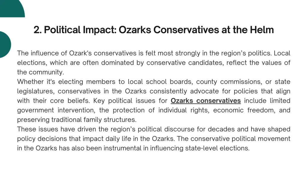 2 political impact ozarks conservatives