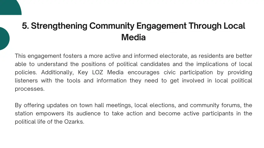 5 strengthening community engagement through 1