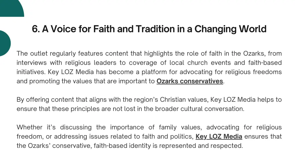 6 a voice for faith and tradition in a changing 1