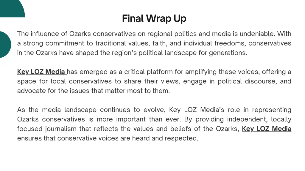 final wrap up