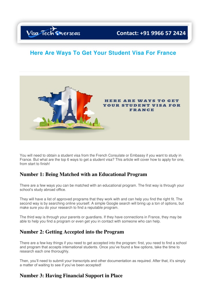 here are ways to get your student visa for france