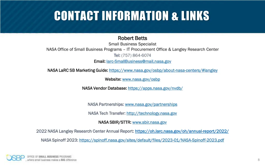 contact information links