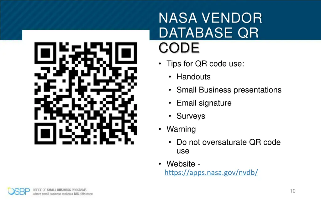 nasa vendor database qr code tips for qr code