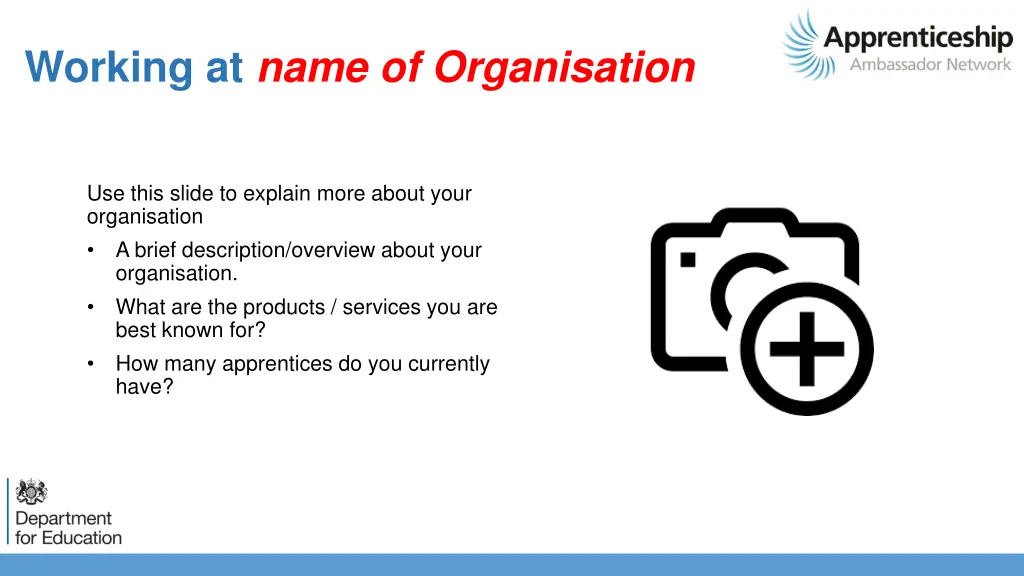 working at name of organisation