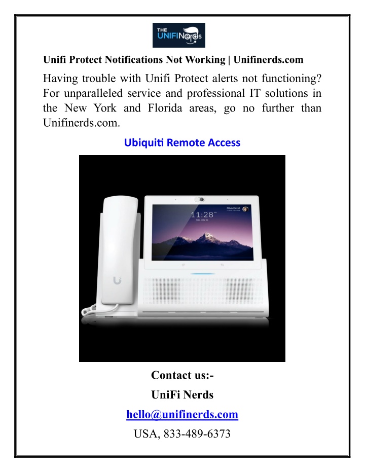 unifi protect notifications not working