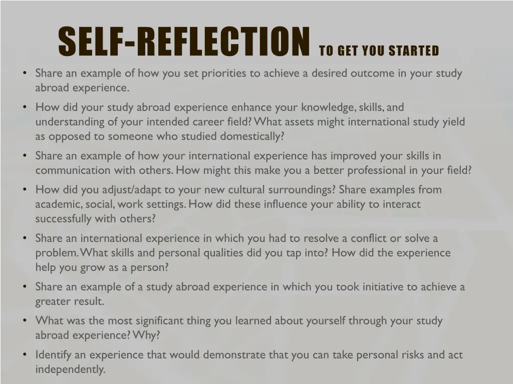 self reflection to get you started share