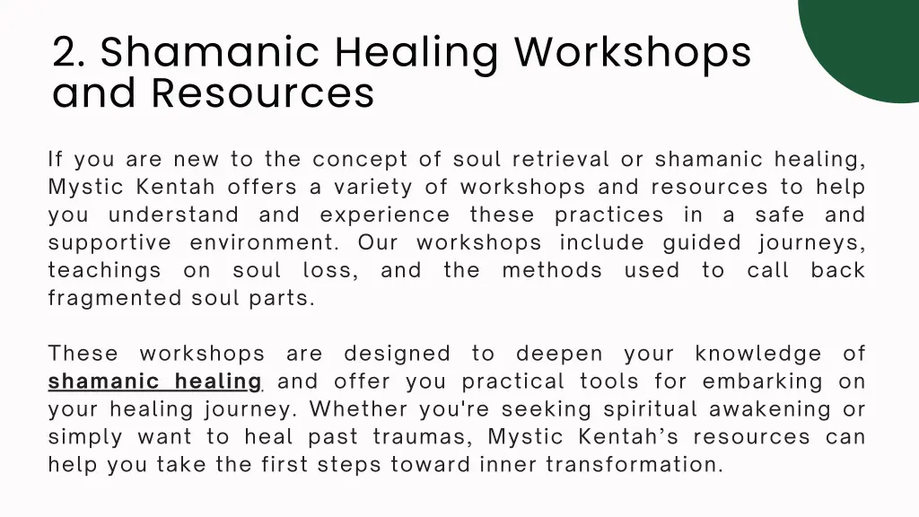 2 shamanic healing workshops and resources