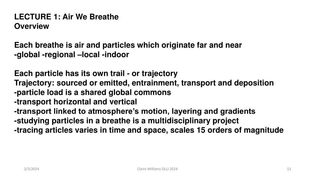 lecture 1 air we breathe overview