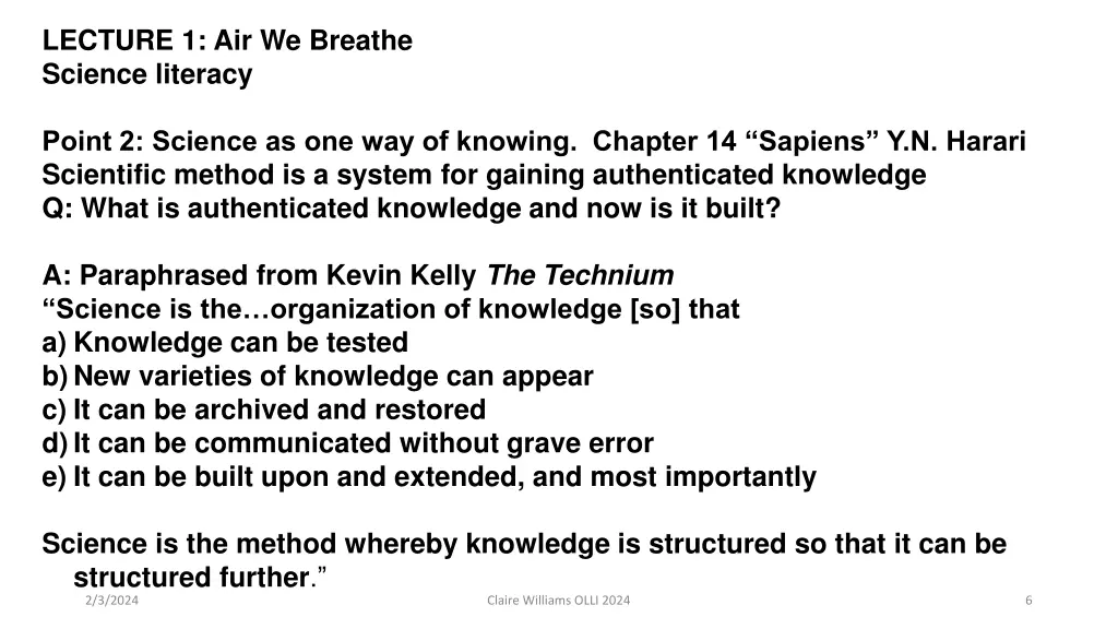 lecture 1 air we breathe science literacy