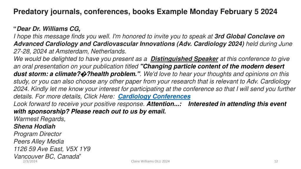 predatory journals conferences books example