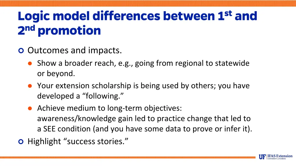 outcomes and impacts