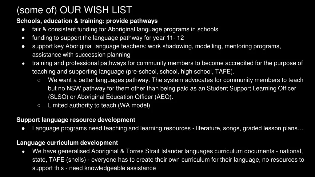 some of our wish list schools education training