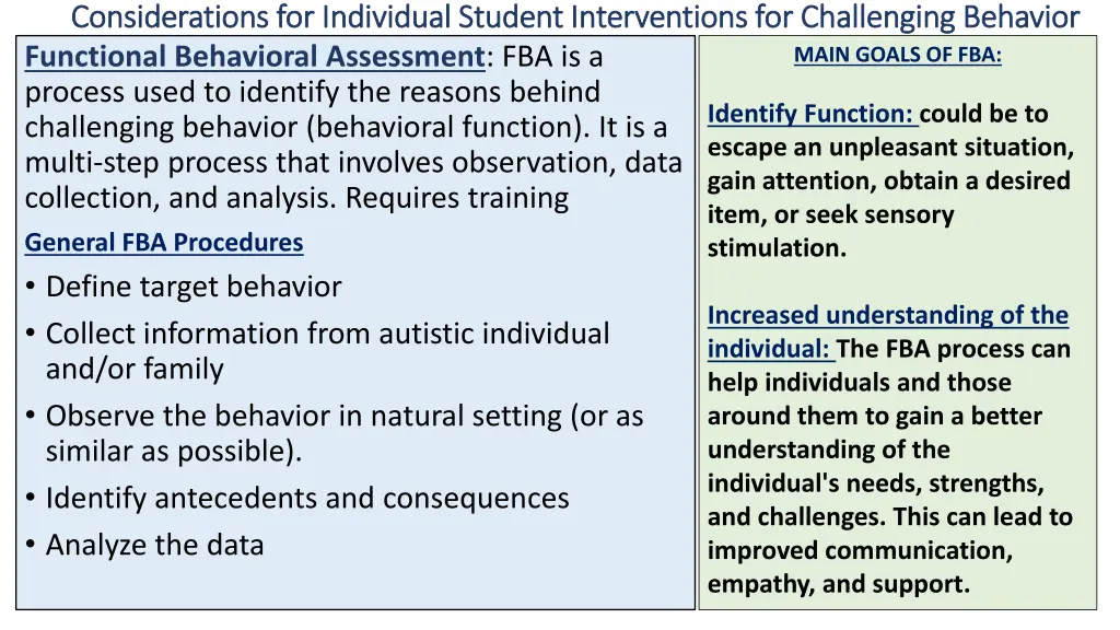 considerations for individual student