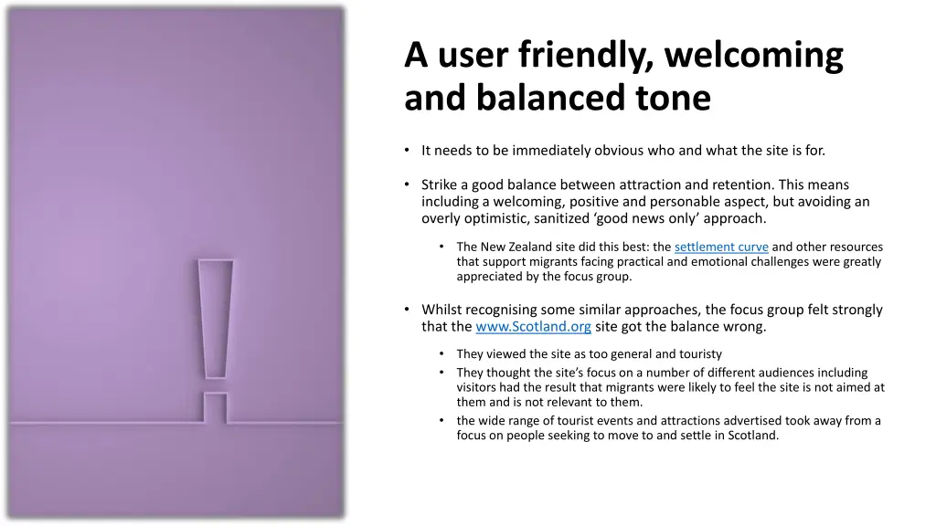a user friendly welcoming and balanced tone
