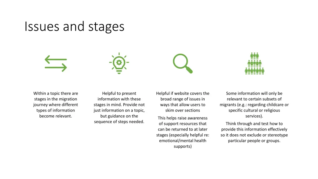 issues and stages