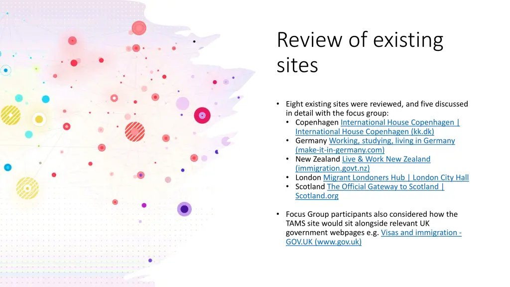 review of existing sites