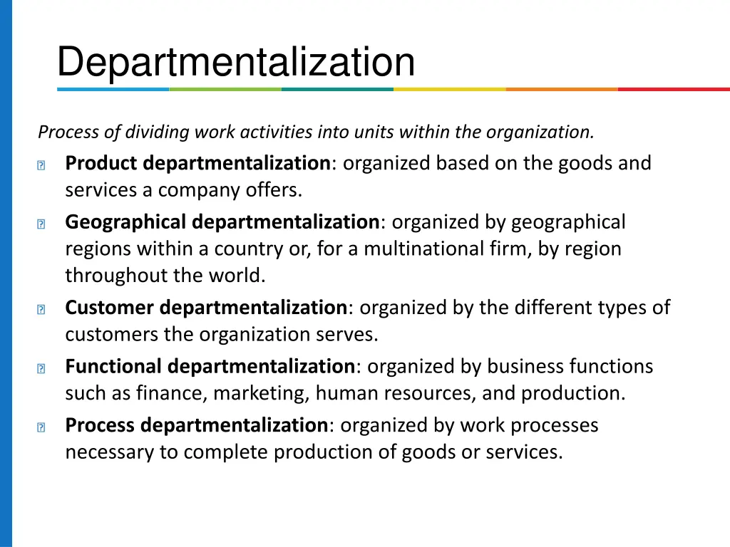 departmentalization