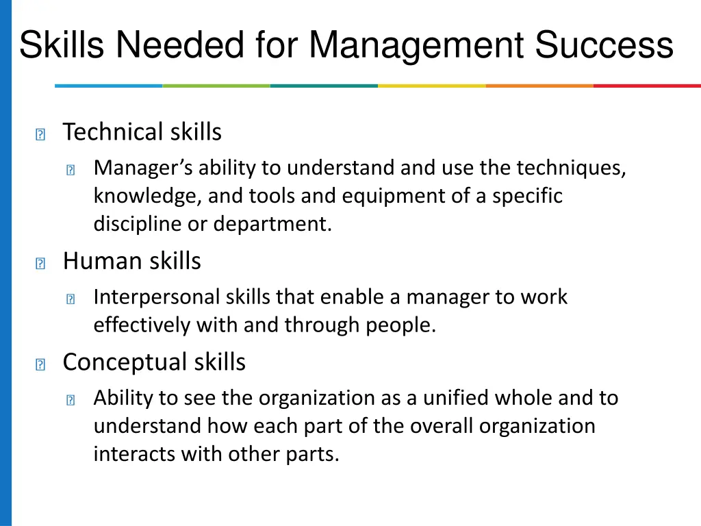 skills needed for management success
