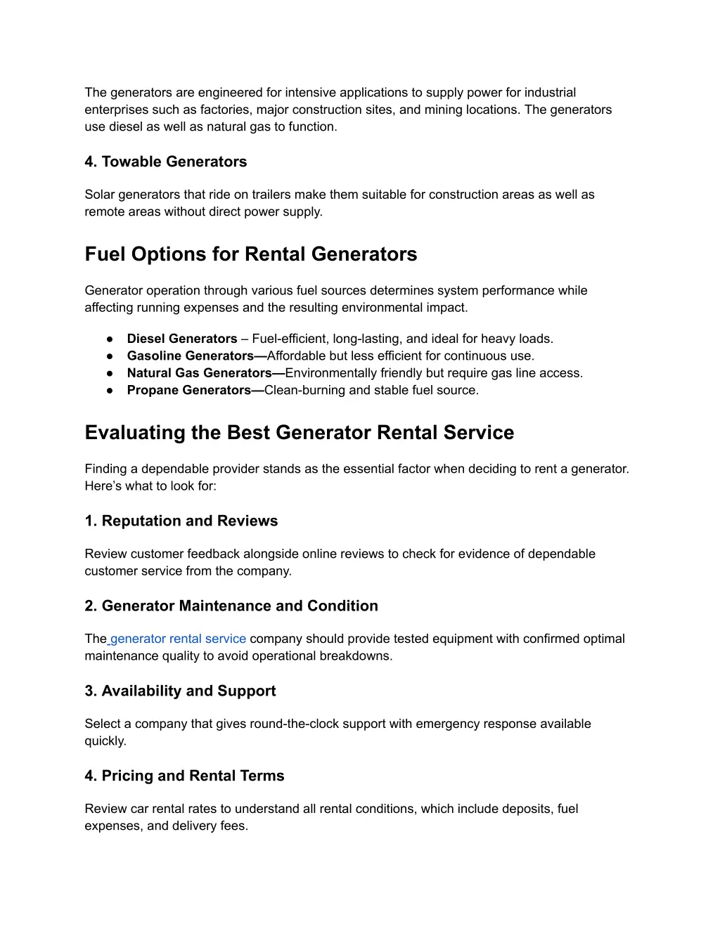 the generators are engineered for intensive