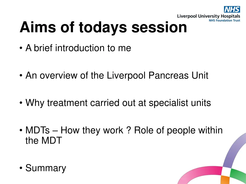 aims of todays session