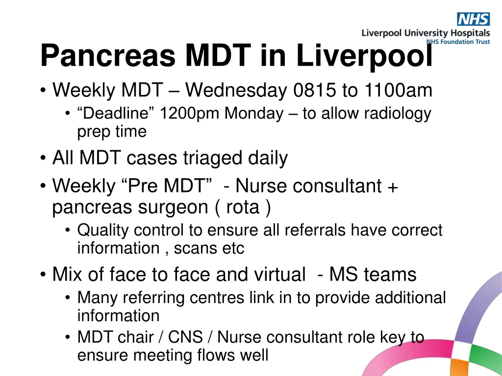 pancreas mdt in liverpool weekly mdt wednesday