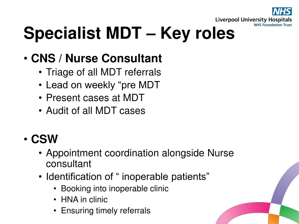 specialist mdt key roles