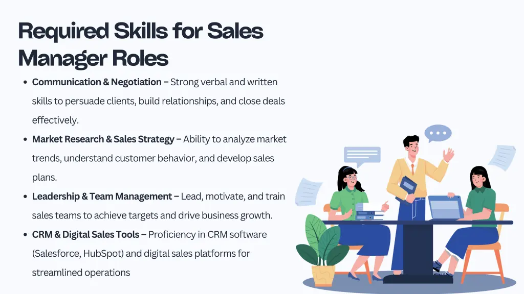 required skills for sales manager roles