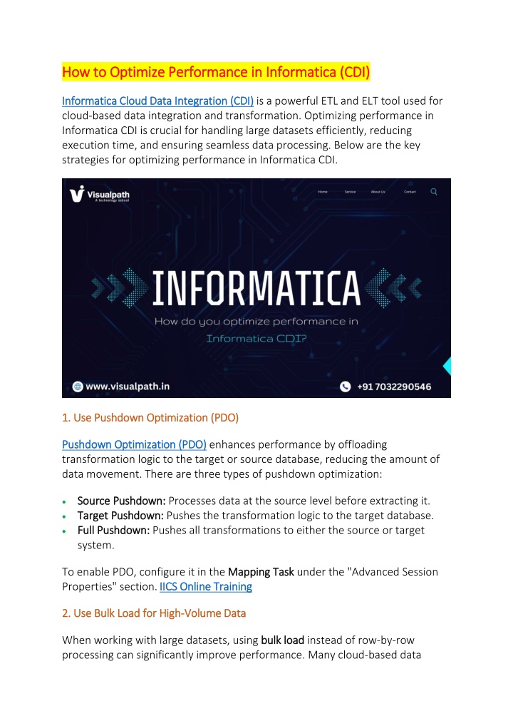 how to optimize performance in informatica