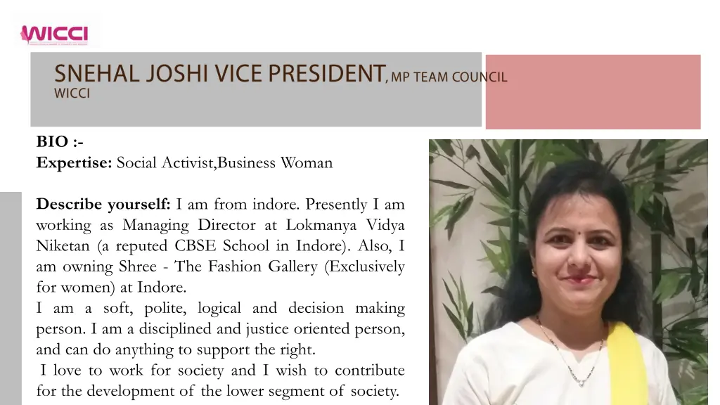 bio expertise social activist business woman