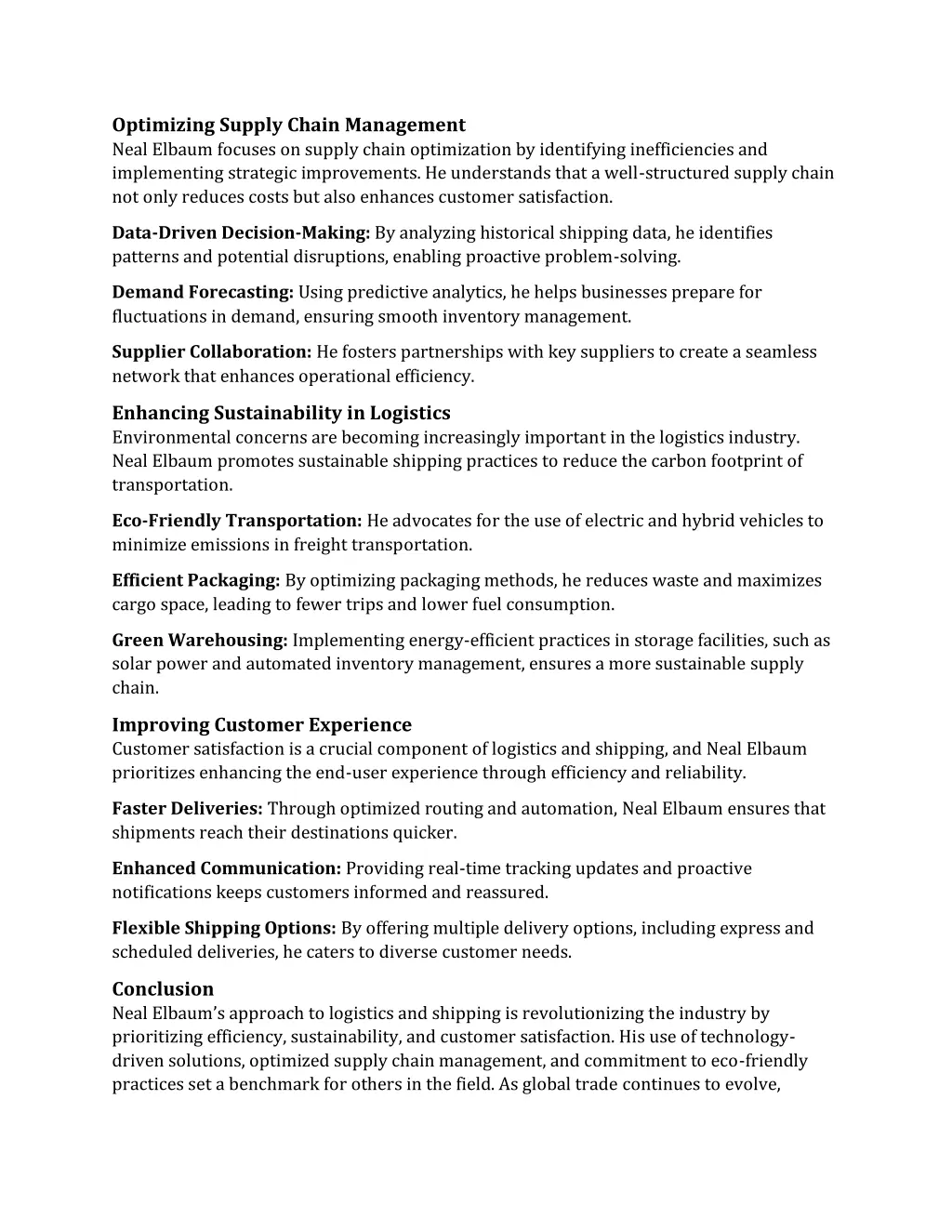 optimizing supply chain management neal elbaum