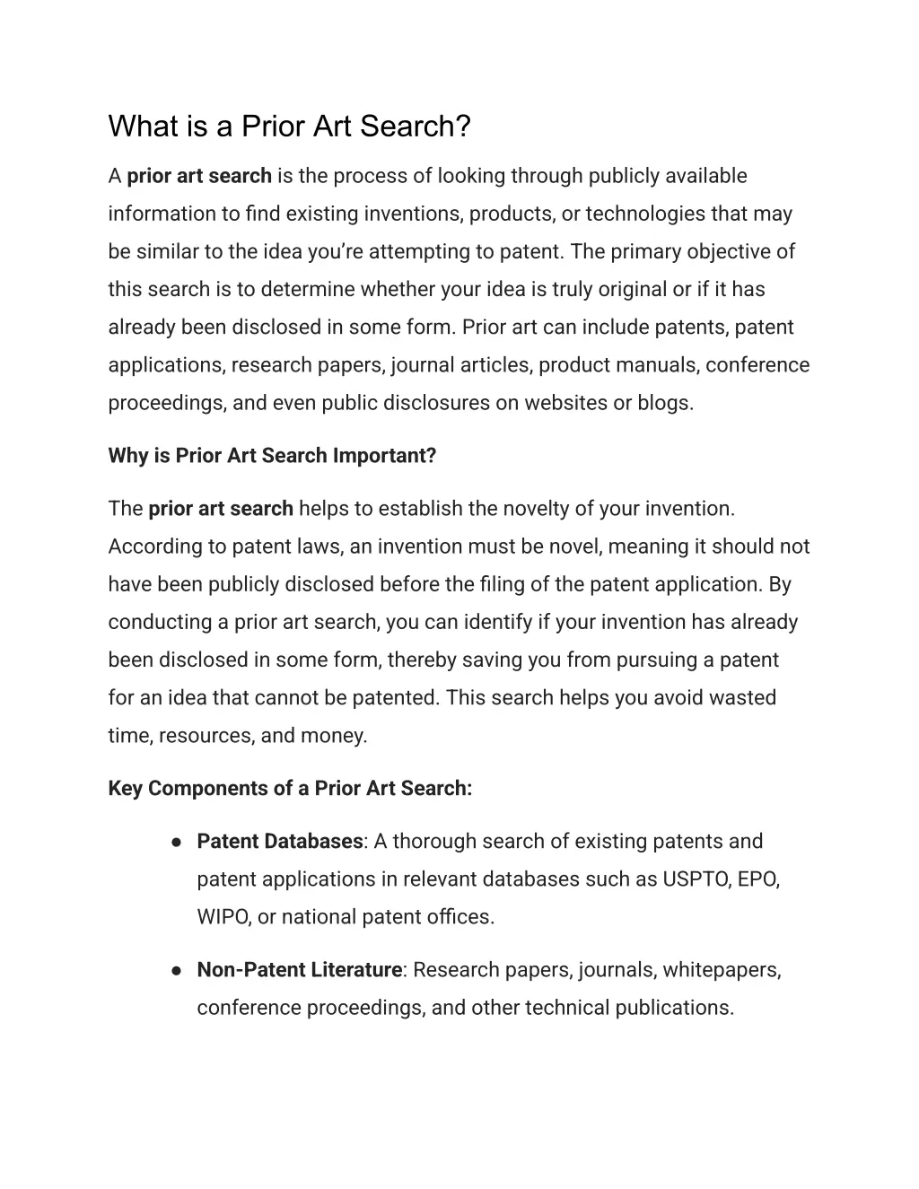 what is a prior art search