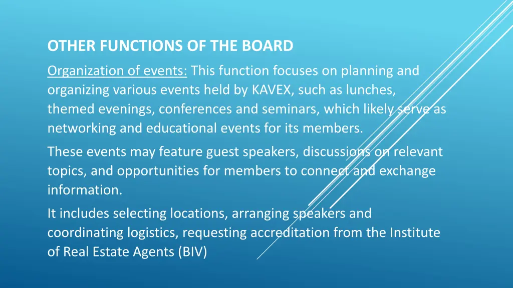 other functions of the board