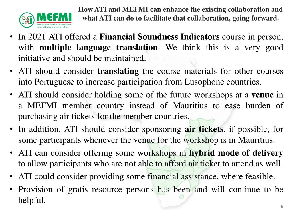 how ati and mefmi can enhance the existing