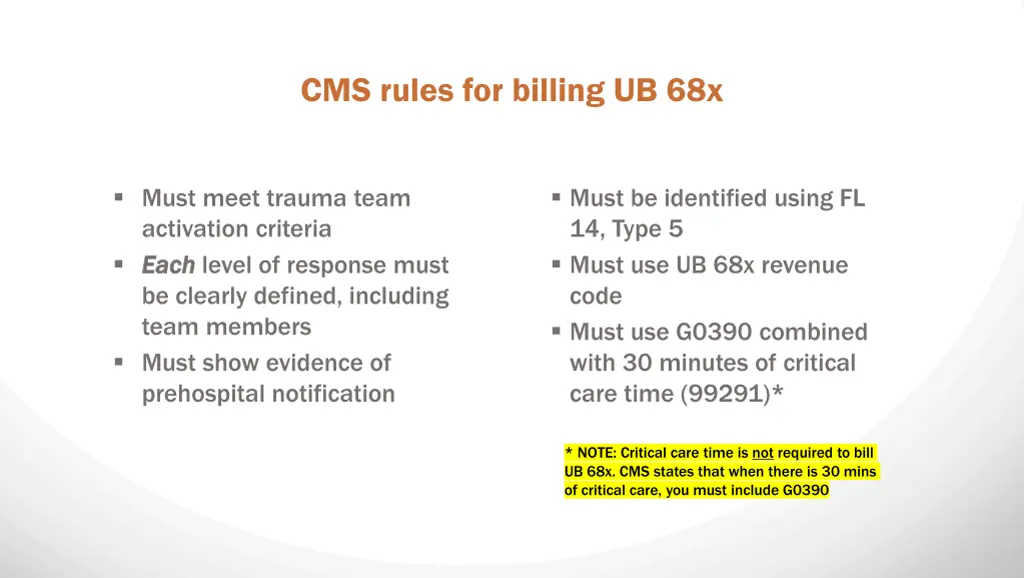 cms rules for billing ub 68x