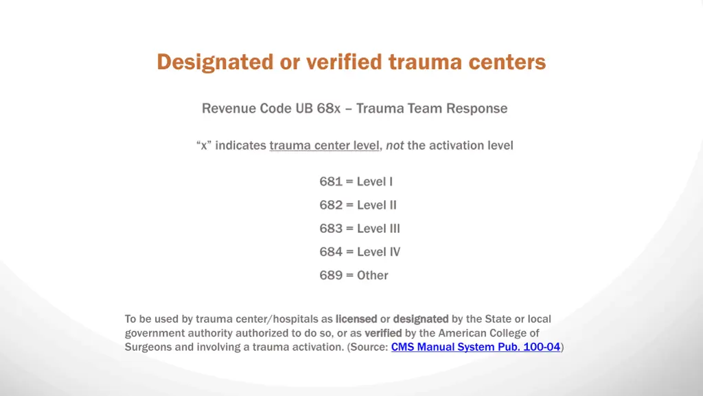 designated or verified trauma centers