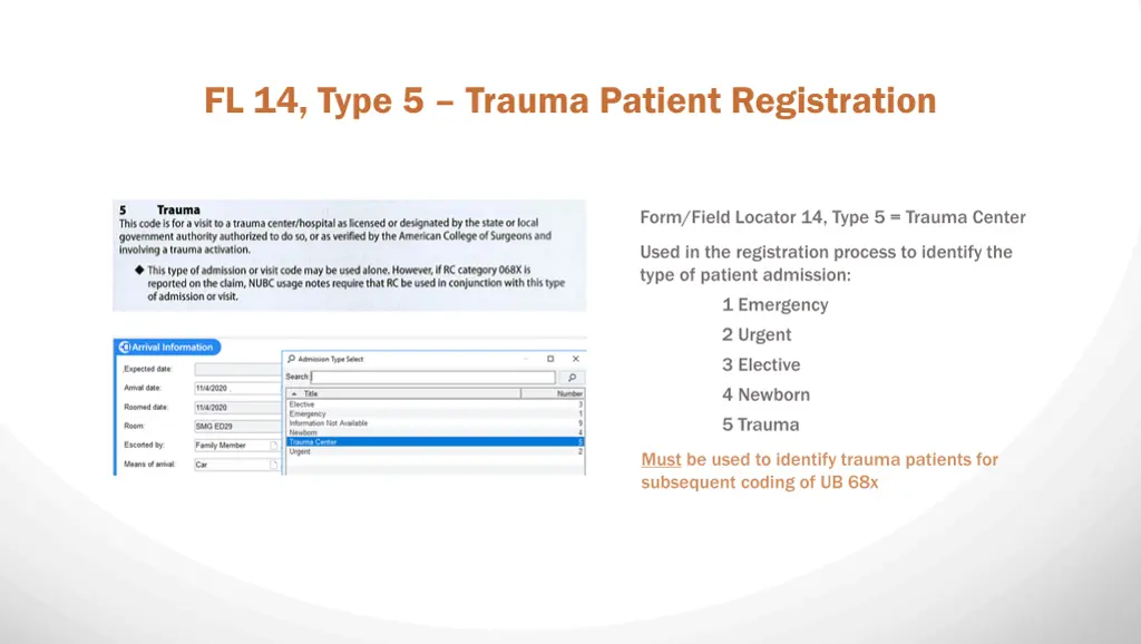 fl 14 type 5 trauma patient registration