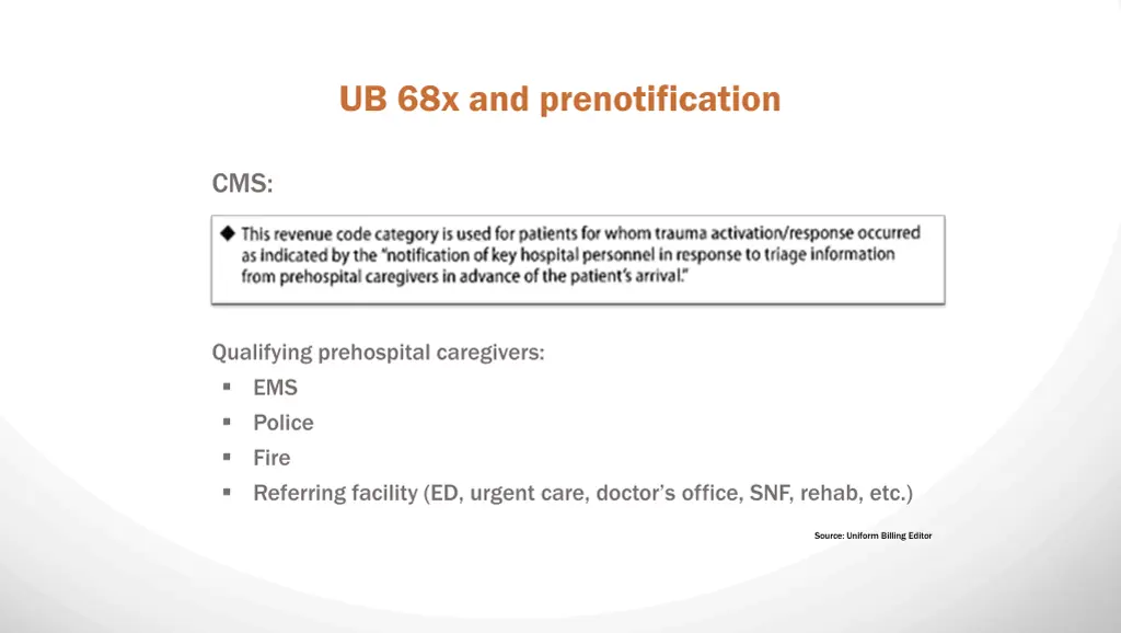 ub 68x and prenotification